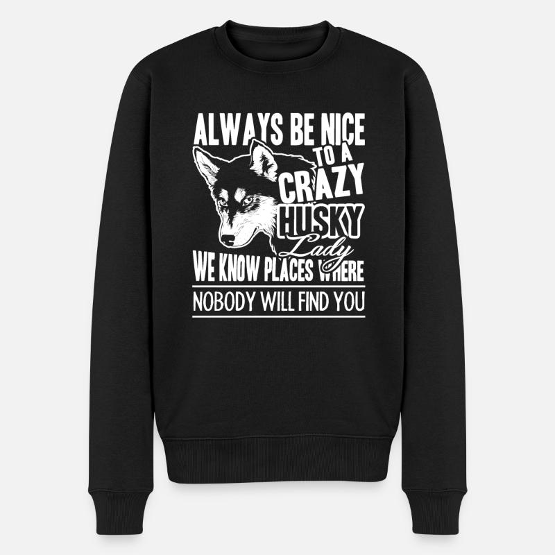 Husky Crazy Husky Lady - Männer Premium Bio Pullover - Schwarz