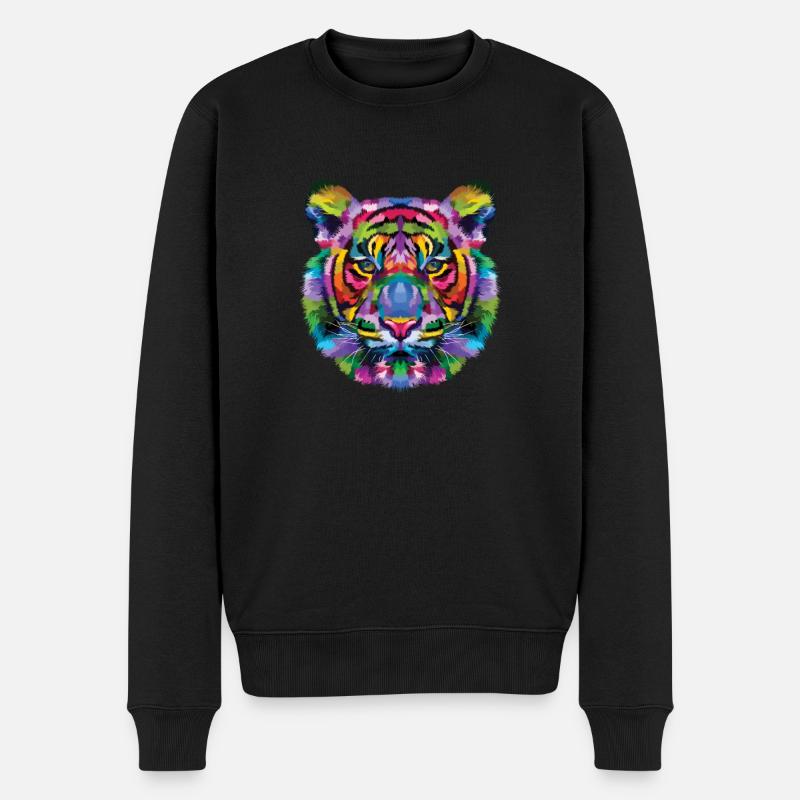 Tiger Tier - Männer Premium Bio Pullover - Schwarz