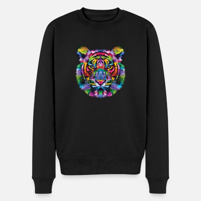 Tiger - Männer Premium Bio Pullover - Schwarz