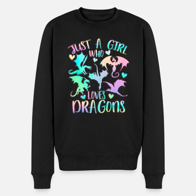 Juste une fille qui aime les dragons - Pull Premium bio Homme - noir