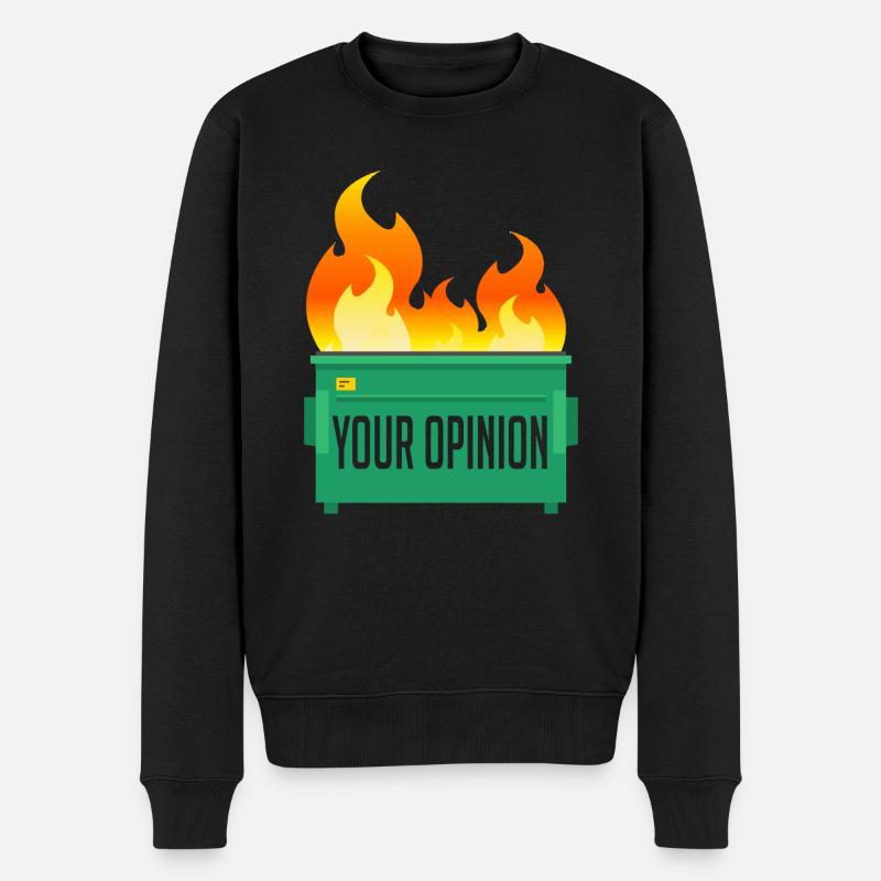 Ihre Meinung Müllcontainer Feuer - Männer Premium Bio Pullover - Schwarz