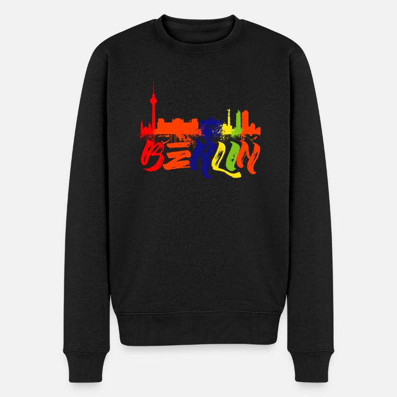 Berlin Art Berliner Skyline Geschenk - Männer Premium Bio Pullover - Schwarz