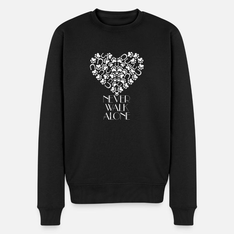 Never Walk alone Fuß Hund Pferd Pfote Huf Hufe - Männer Premium Bio Pullover - Schwarz