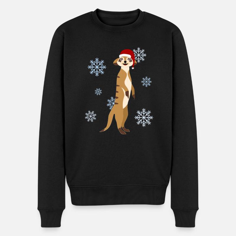 Erdmännchen Weihnachten Weihnachtsmütze - Männer Premium Bio Pullover - Schwarz