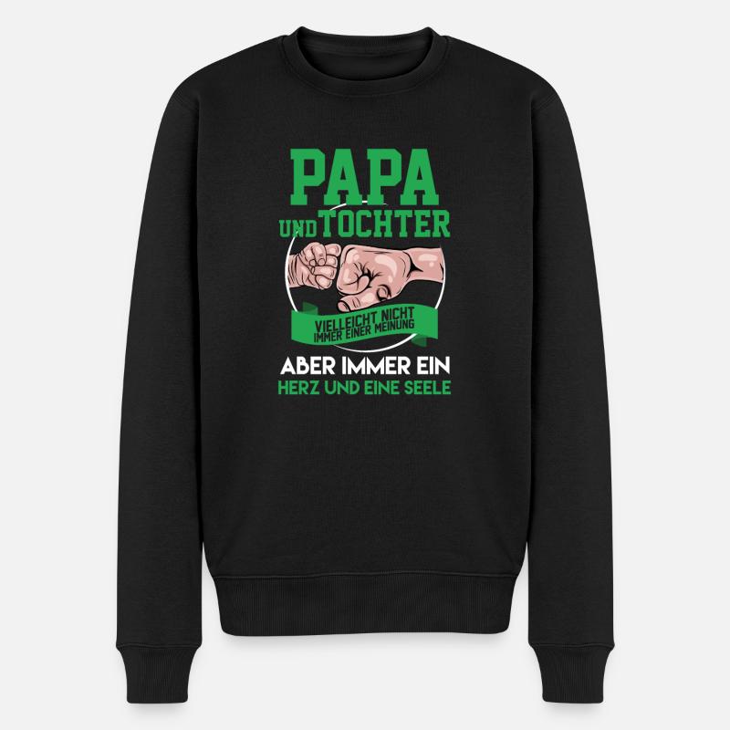 Papa Tochter - Männer Premium Bio Pullover - Schwarz