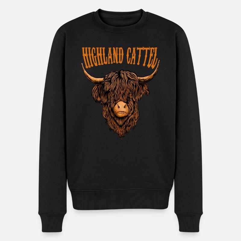 Hochlandkuh schottische Hochlandrinder - Männer Premium Bio Pullover - Schwarz