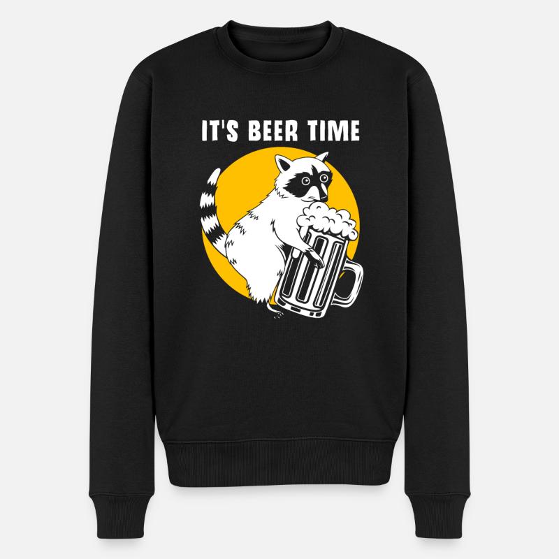 Waschbär Bier Alkohol - Männer Premium Bio Pullover - Schwarz