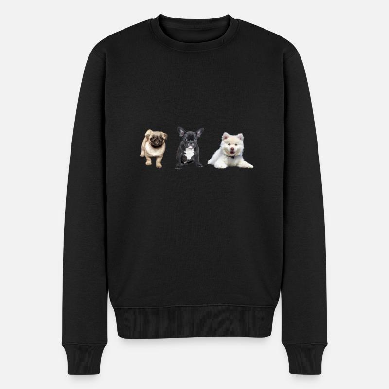 Mops Welpe - Männer Premium Bio Pullover - Schwarz