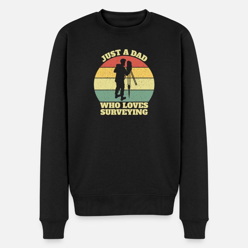 Land Surveyoer Surveying Dad Daddy Father Gift - Männer Premium Bio Pullover - Schwarz