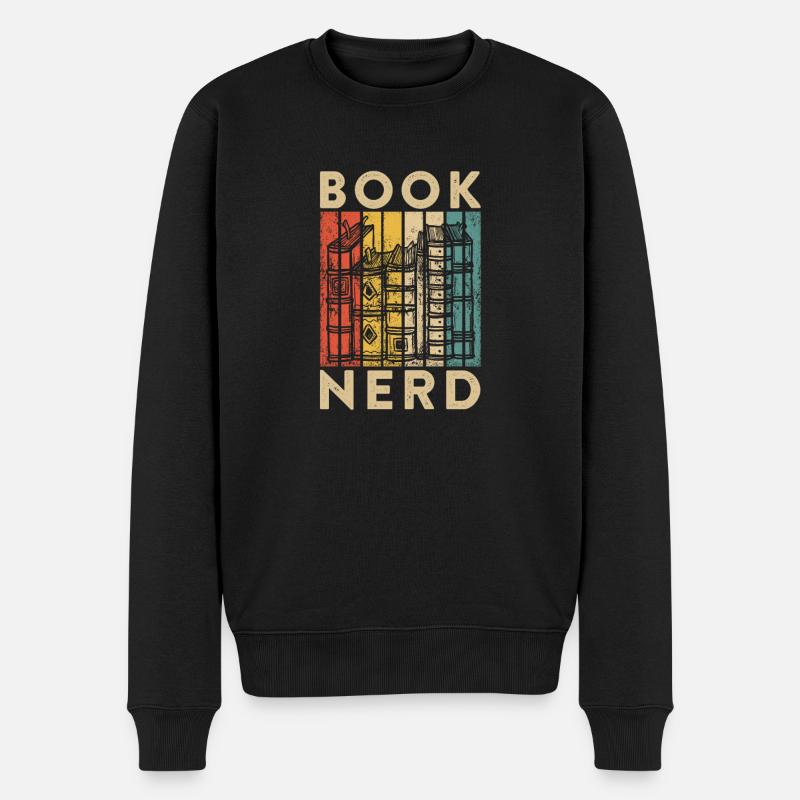 Bücherwurm Buch Lesen Leseratte - Männer Premium Bio Pullover - Schwarz