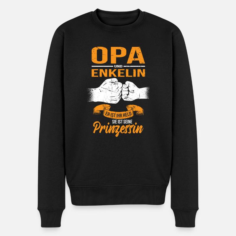 Opa und Enkelin Ihr Held Seine Prinzessin Großvate - Männer Premium Bio Pullover - Schwarz