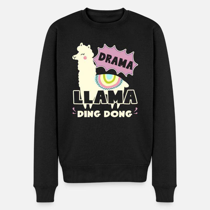 Llama Drame Llama Ding Dong - Pull Premium bio Homme - noir