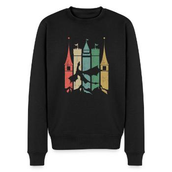 Dragon Retro Castle Vintage RPG Role Player - Männer Premium Bio Pullover - Schwarz - Vorne - Nico (187cm)