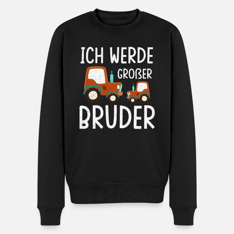 Traktor Ich Werde Großer Bruder Trecker Babyparty - Männer Premium Bio Pullover - Schwarz