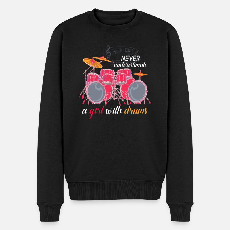 Schlagzeug Mädchen - Männer Premium Bio Pullover - Schwarz