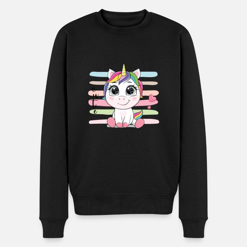 süßes Einhorn - Männer Premium Bio Pullover - Schwarz