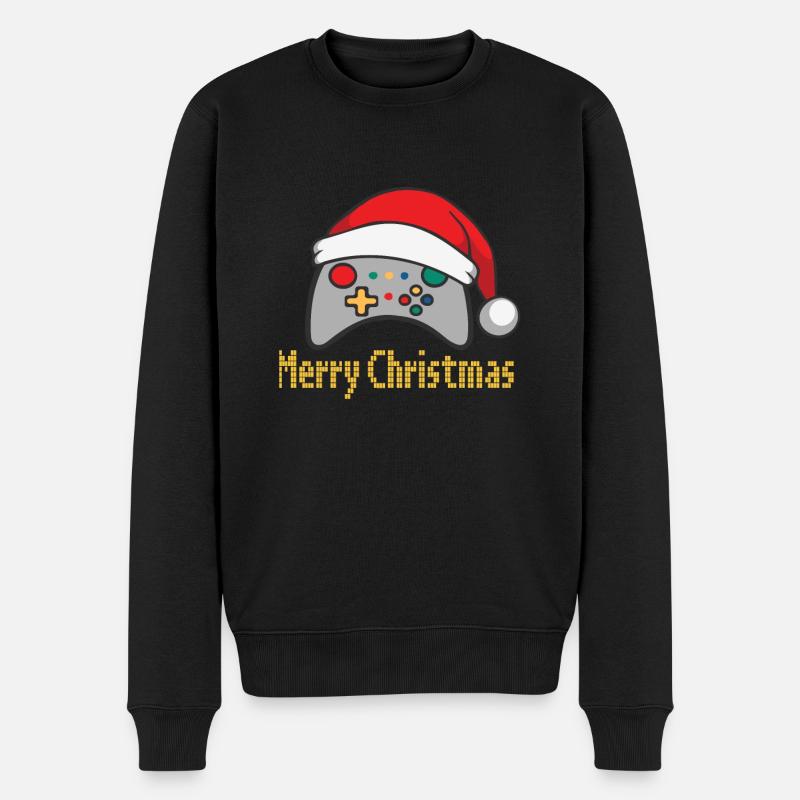 Merry Christmas Gamer Controller - Männer Premium Bio Pullover - Schwarz