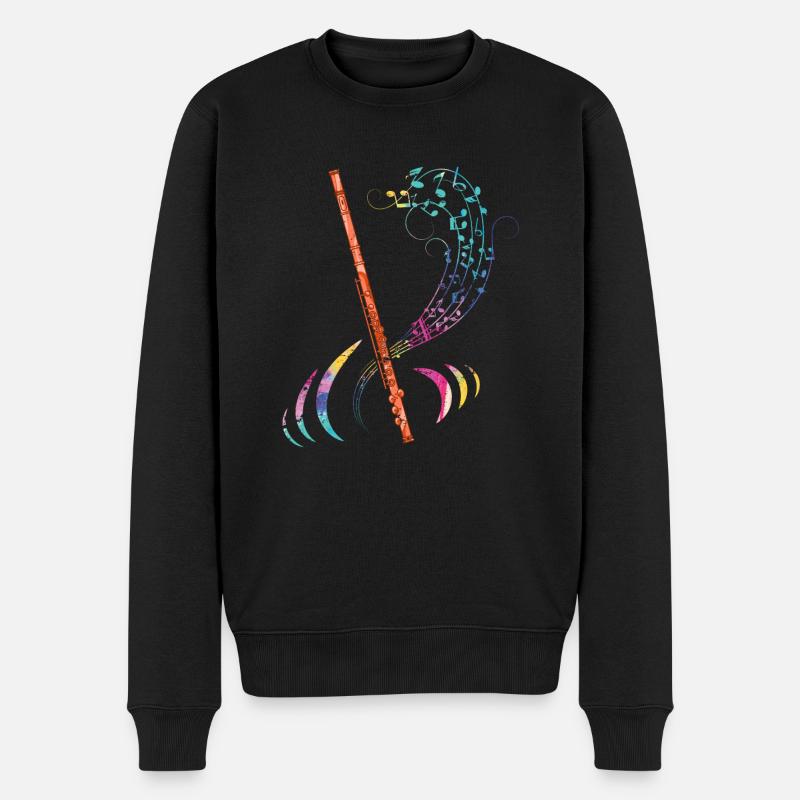 Flöte Musiker - Männer Premium Bio Pullover - Schwarz