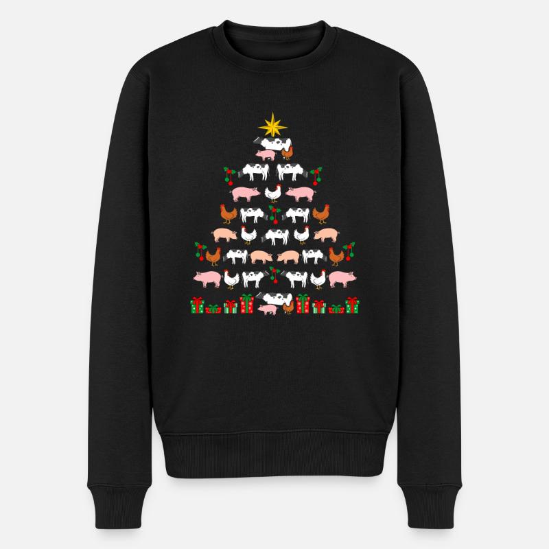 Christmas Tree Farm Pigs Chickens CowsWeihnachtsba - Männer Premium Bio Pullover - Schwarz