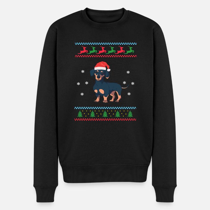 Dackel Dachshund Weihnachten Ugly Sweater - Männer Premium Bio Pullover - Schwarz