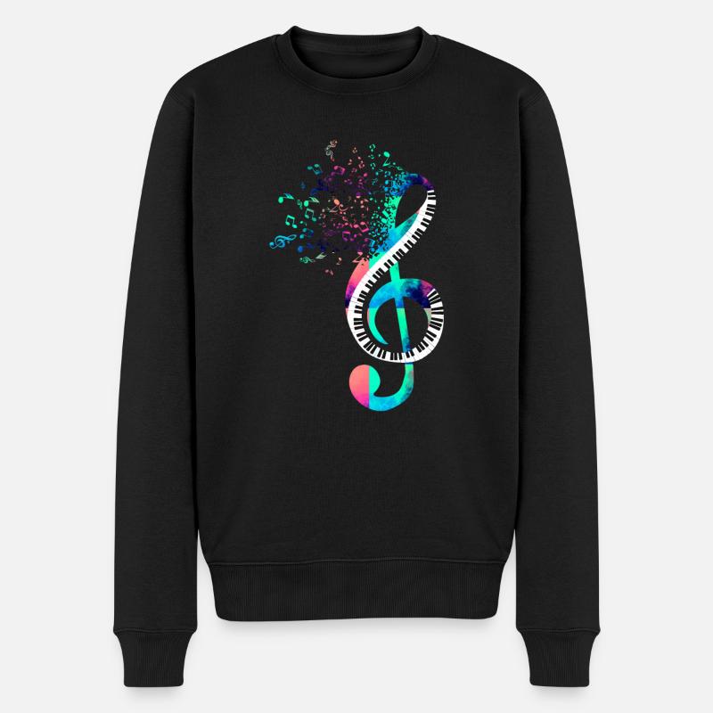 Klavier - Männer Premium Bio Pullover - Schwarz