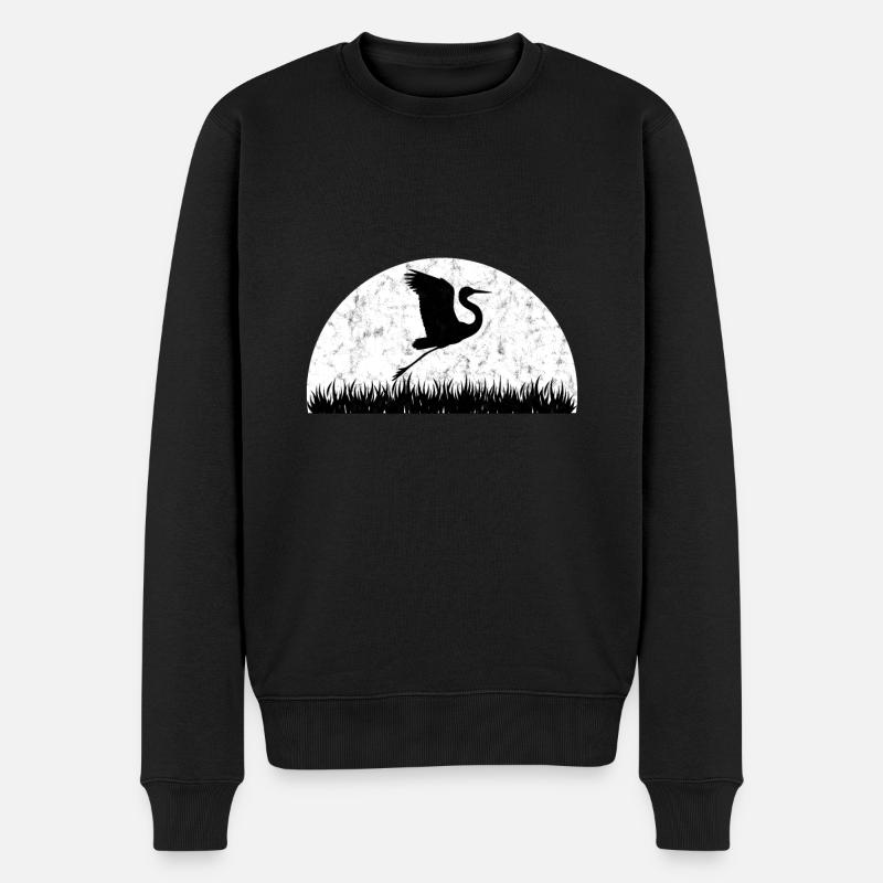Kranich Japan Fischreiher Graureiher Reiherarten - Männer Premium Bio Pullover - Schwarz