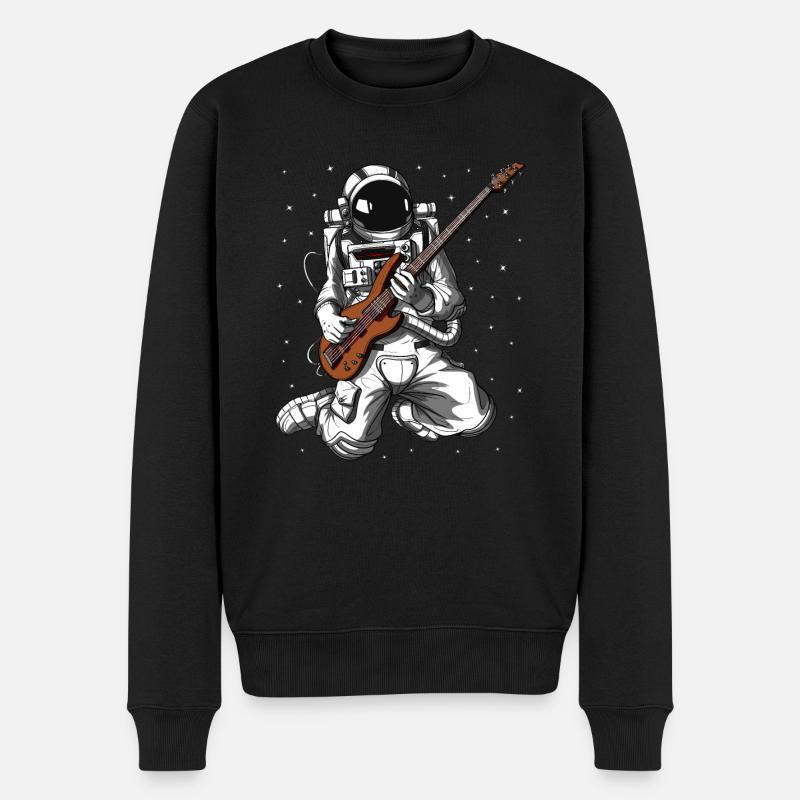 Astronaut Bassgitarrist - Männer Premium Bio Pullover - Schwarz