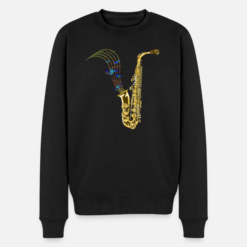 Saxophon Musik - Männer Premium Bio Pullover - Schwarz