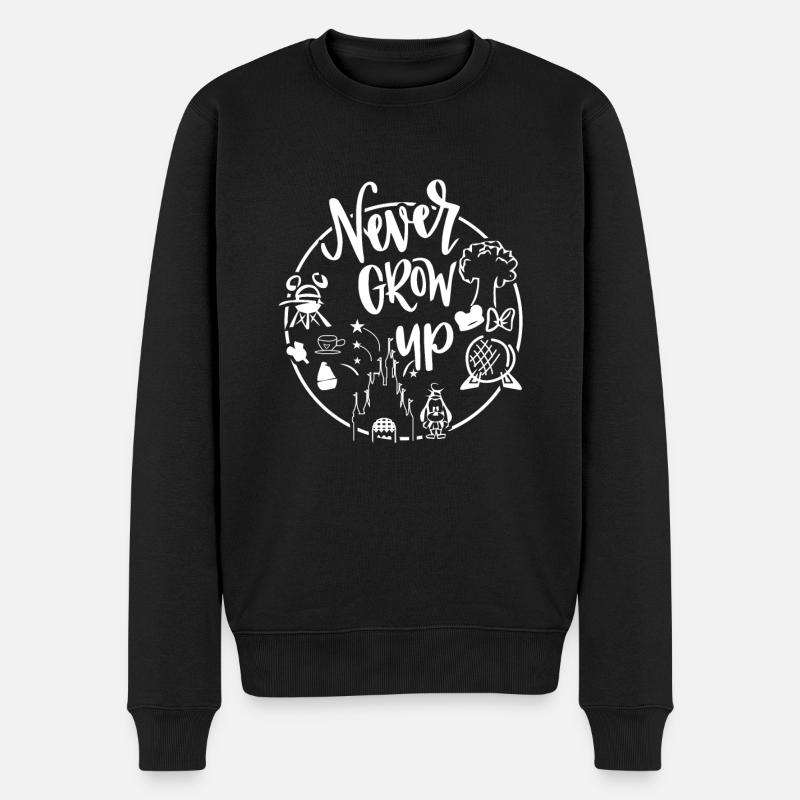 Niemals erwachsen werden - Männer Premium Bio Pullover - Schwarz