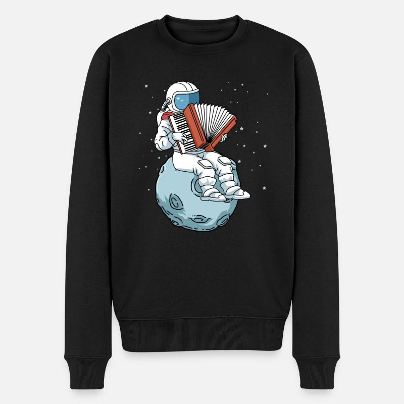 Akkordeon Shirt Männer Astronaut Kinder Akkordeon - Männer Premium Bio Pullover - Schwarz