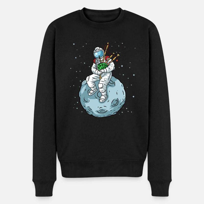 Dudelsack Shirt Astronaut Sackpfeife Dudelsack - Männer Premium Bio Pullover - Schwarz