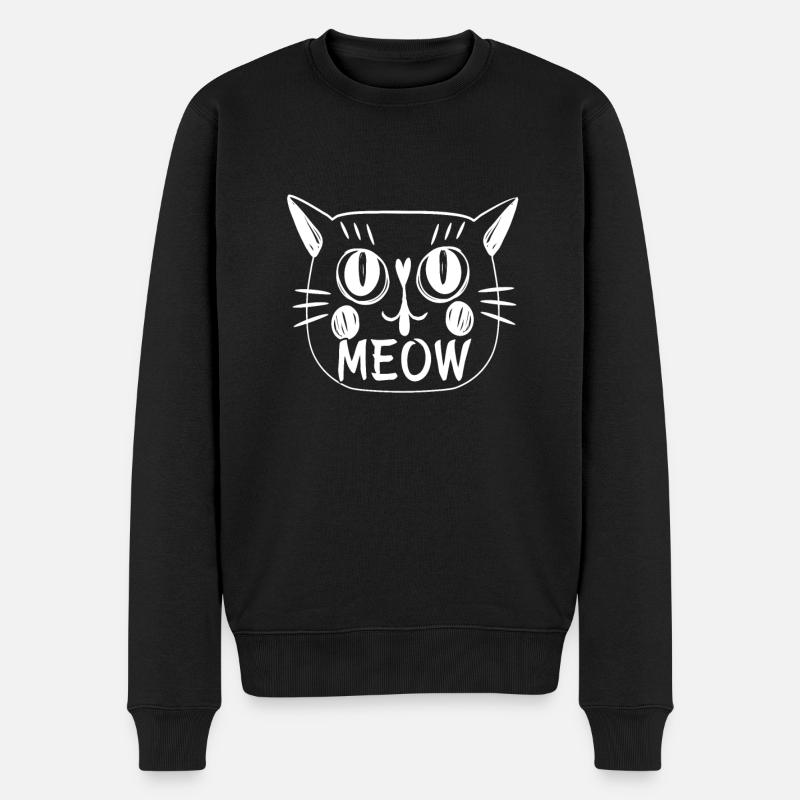 Katzengesicht - Männer Premium Bio Pullover - Schwarz