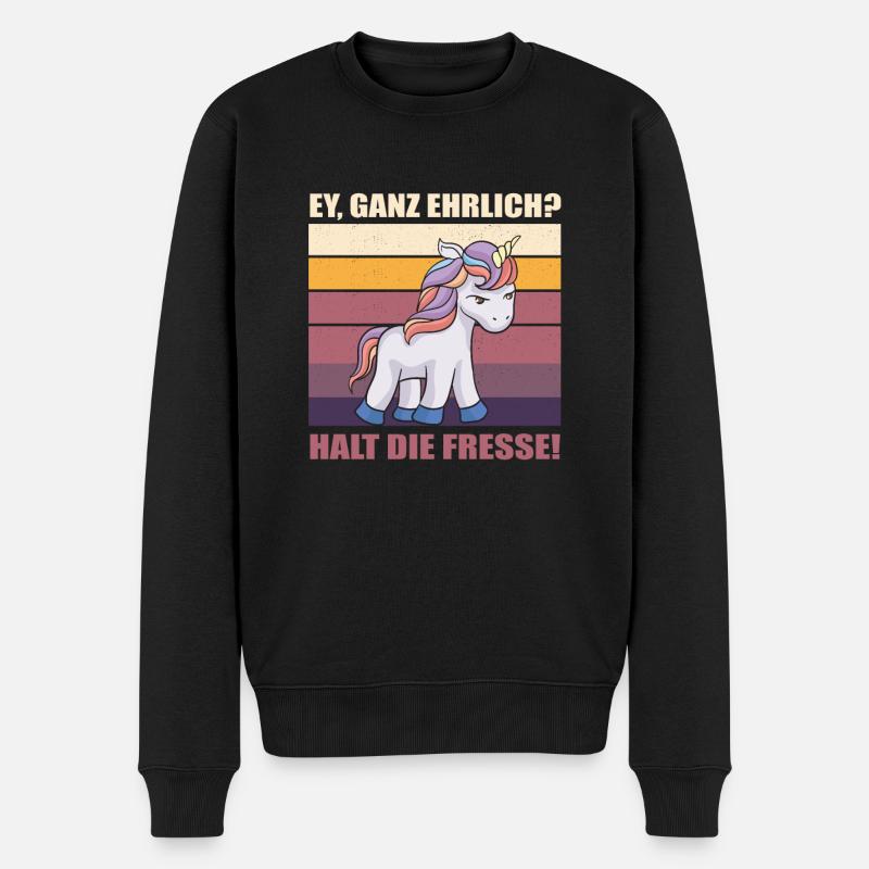 Ey Ganz Ehrlich Halt Die Fresse Einhorn Büro - Männer Premium Bio Pullover - Schwarz