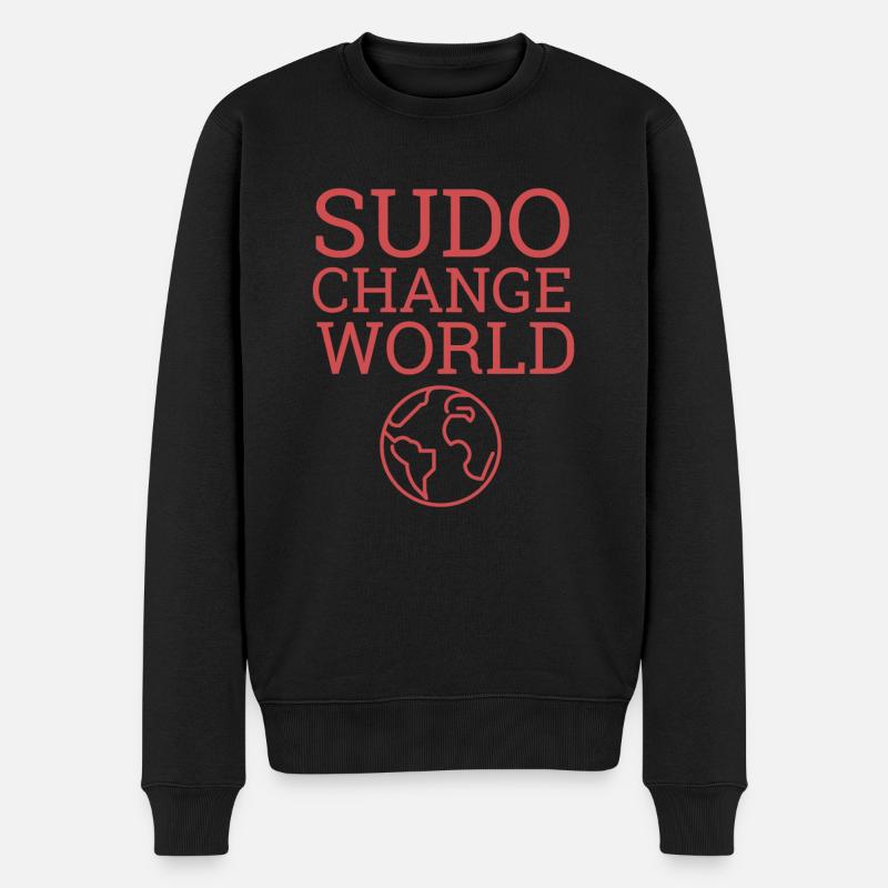"Sudo Change world" | Admin, Administrator - Männer Premium Bio Pullover - Schwarz
