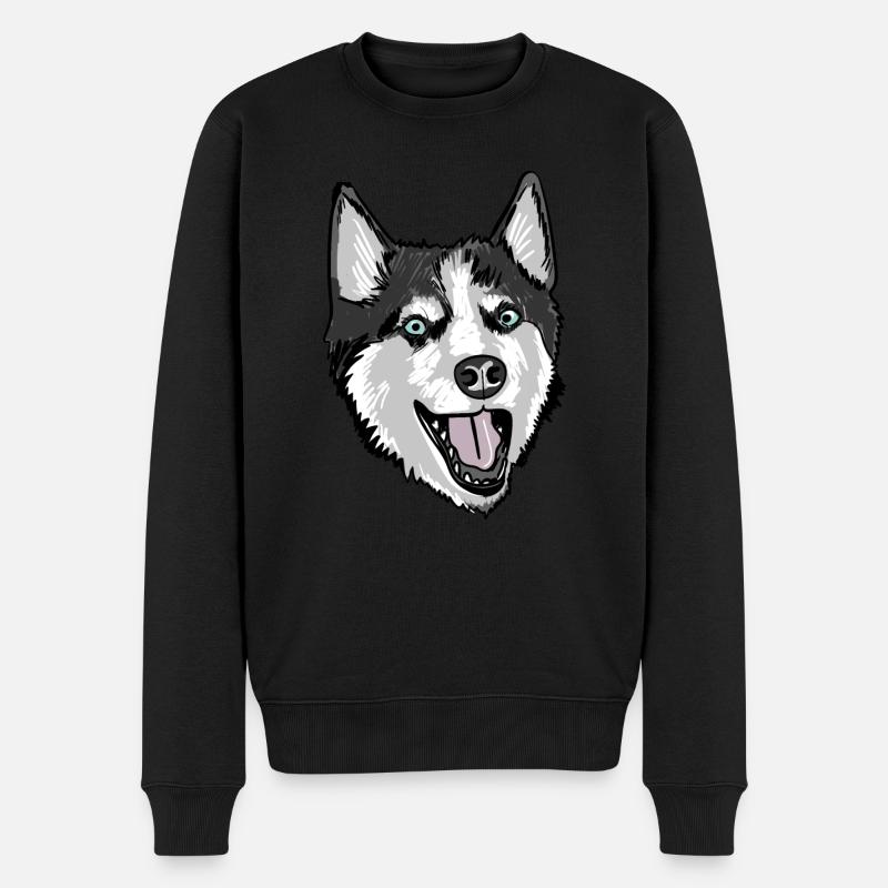 Husky lustig - Männer Premium Bio Pullover - Schwarz