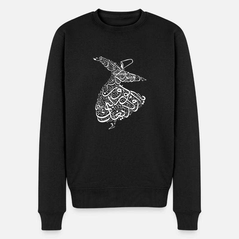 Arabische Kalligraphie Derwische Dervis Mevlana - Männer Premium Bio Pullover - Schwarz