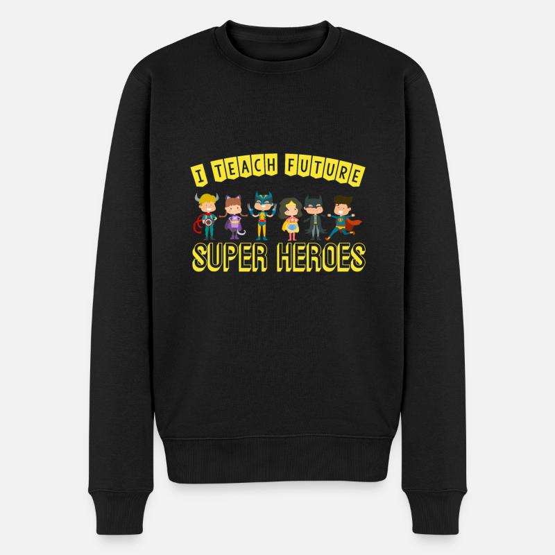 Ich unterrichte Superhelden Fantastisch Unterricht - Männer Premium Bio Pullover - Schwarz
