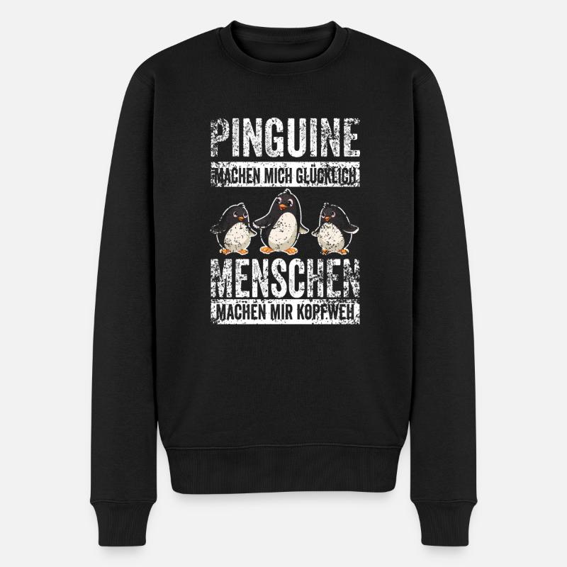 Pinguin Vofel Zootier Pinguinliebhaber Geschenk - Männer Premium Bio Pullover - Schwarz