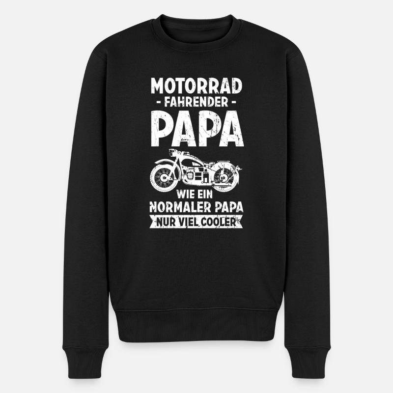 Motorrad Papa wie ein normaler Papa nur cooler - Männer Premium Bio Pullover - Schwarz