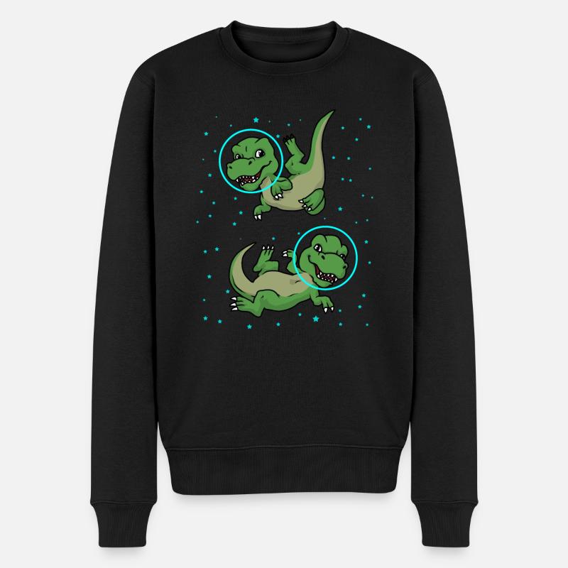 Dinosaurier Geschenk Astronaut Shirt Kinder Dino - Männer Premium Bio Pullover - Schwarz