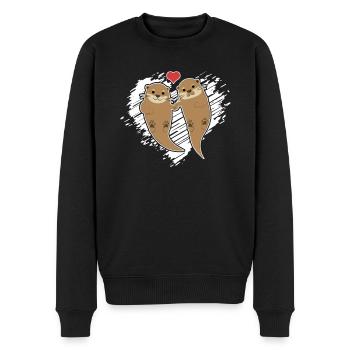 Otter Otter verliebt - Männer Premium Bio Pullover - Schwarz - Vorne - Nico (187cm)