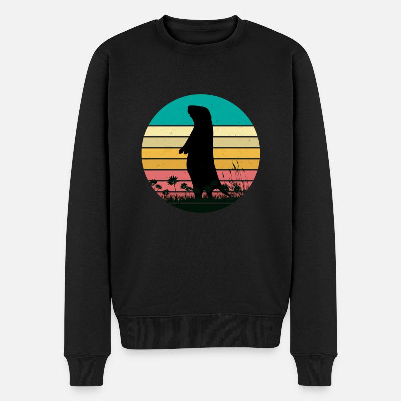 RETRO VINTAGE MURMELTIER - Männer Premium Bio Pullover - Schwarz