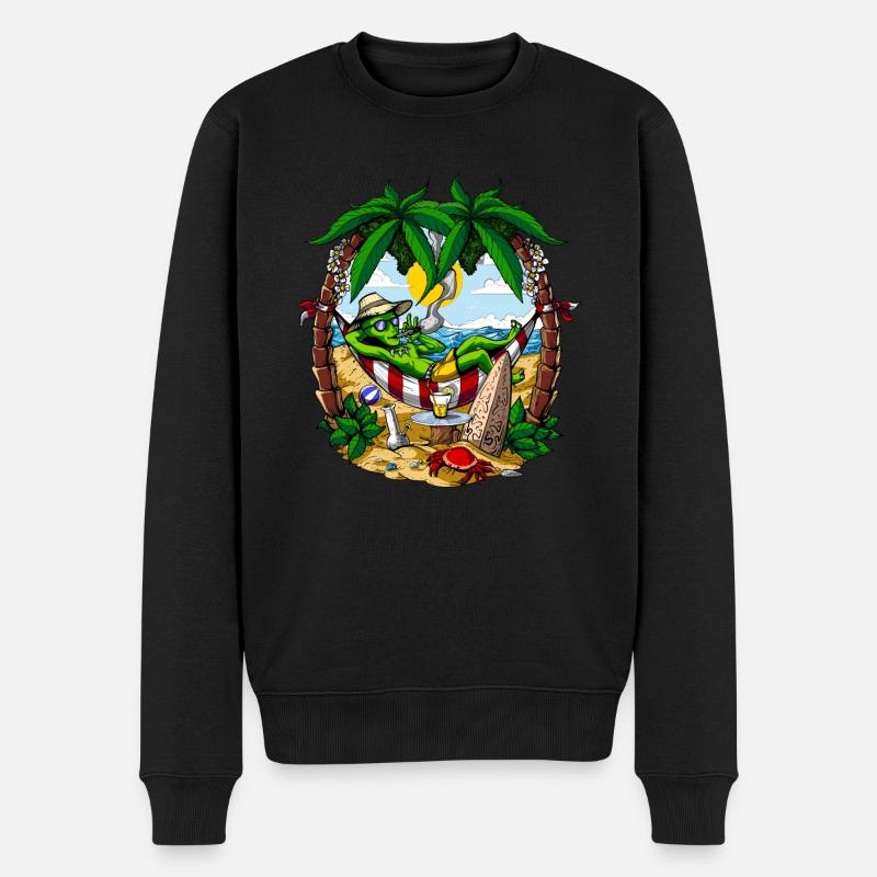Alien Stoner Beach Party - Männer Premium Bio Pullover - Schwarz
