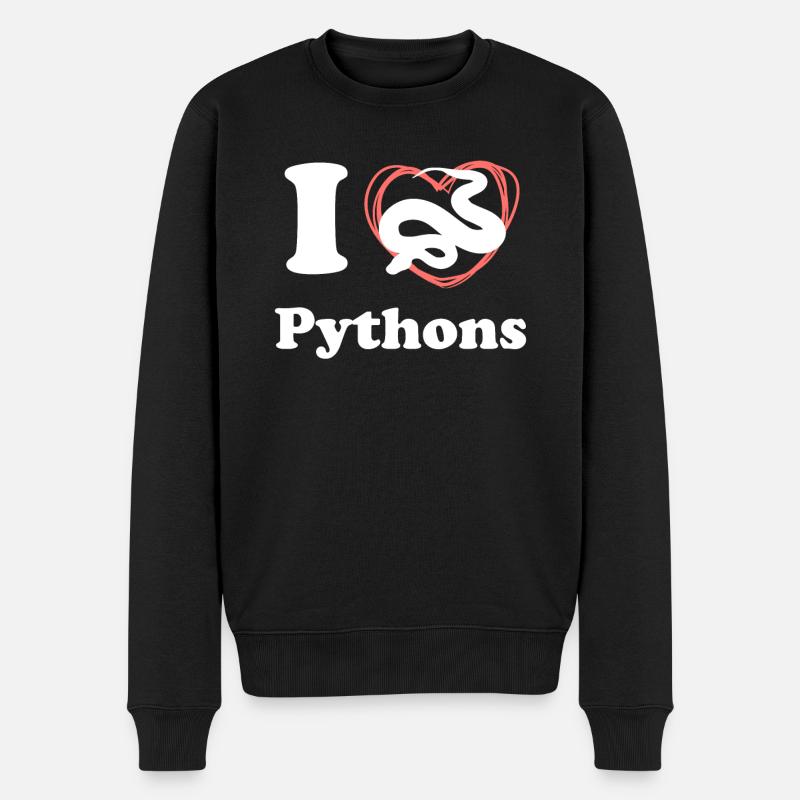 I Love Pythons - Männer Premium Bio Pullover - Schwarz