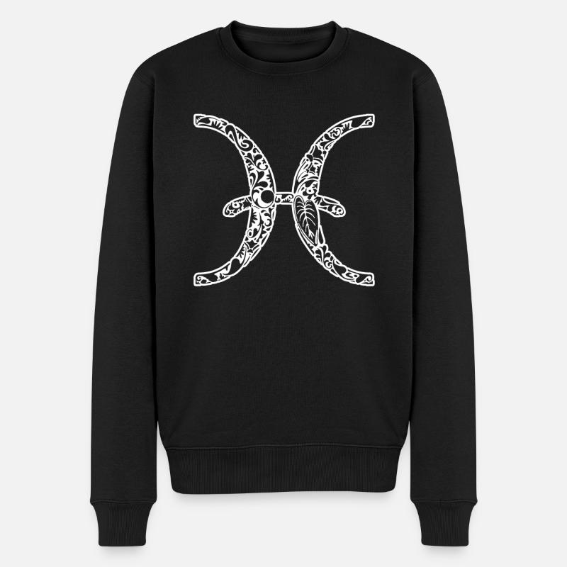Fische Sternzeichen des Sternzeichens Horoskop - Männer Premium Bio Pullover - Schwarz