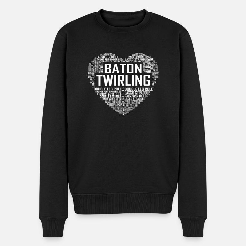 Baton Twirling - Coeur - Pull Premium bio Homme - noir