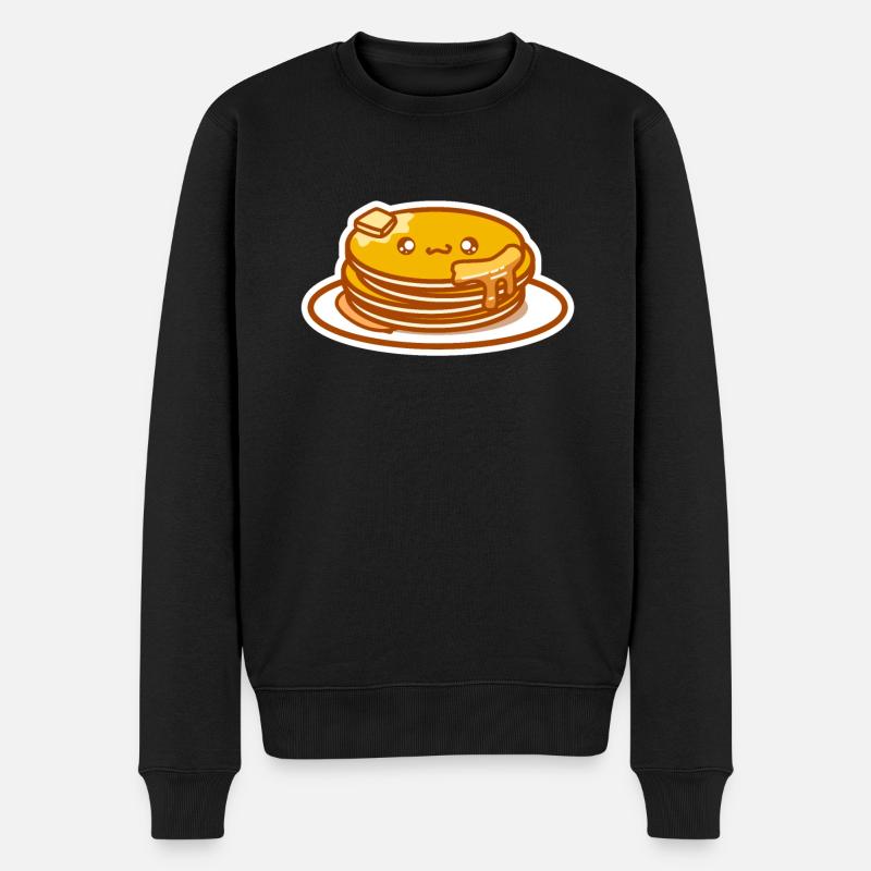 Pfannkuchen Kawaii - Männer Premium Bio Pullover - Schwarz
