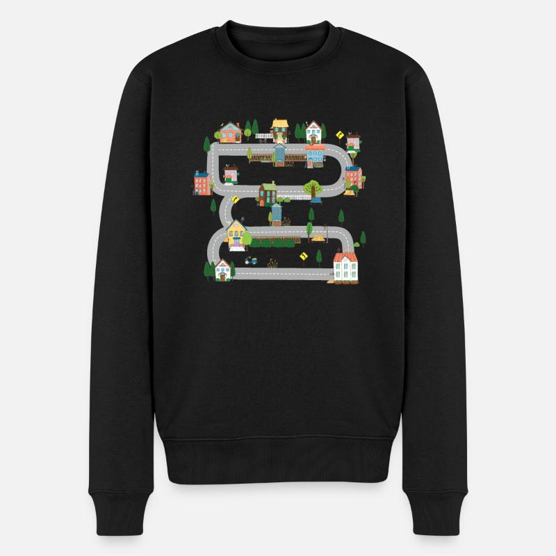 Spielmatte Auto Kinder Spielteppich auf Rückseite - Männer Premium Bio Pullover - Schwarz