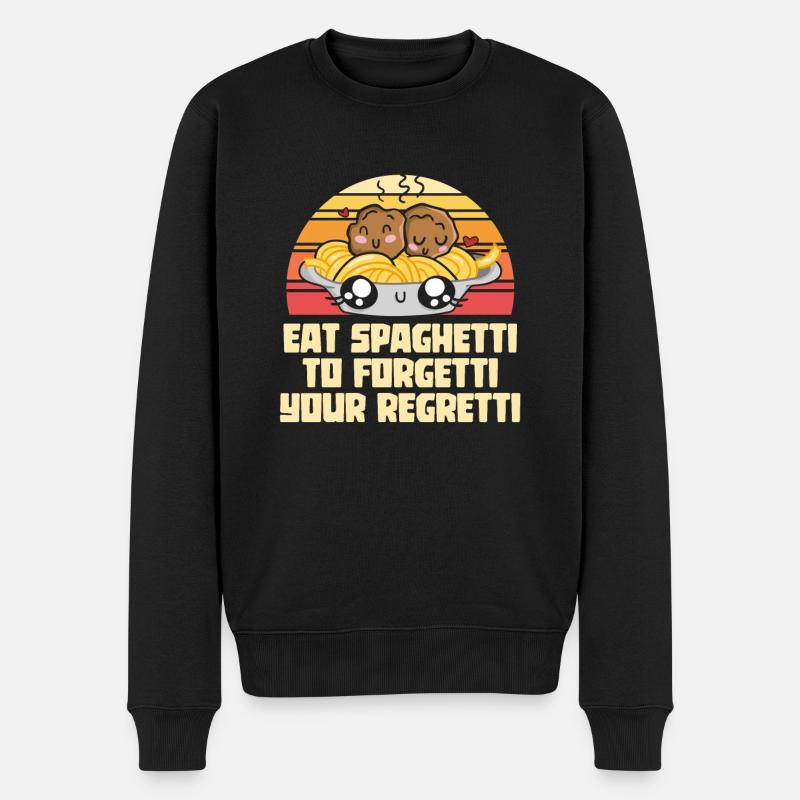 Eat Spaghetti To Forgetti Your Regretti - Männer Premium Bio Pullover - Schwarz
