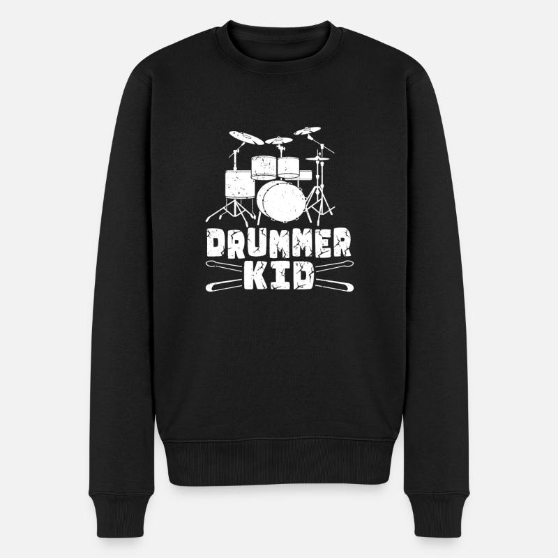 Kids Drummer Kid Funny Drum Set... Drummer - Männer Premium Bio Pullover - Schwarz